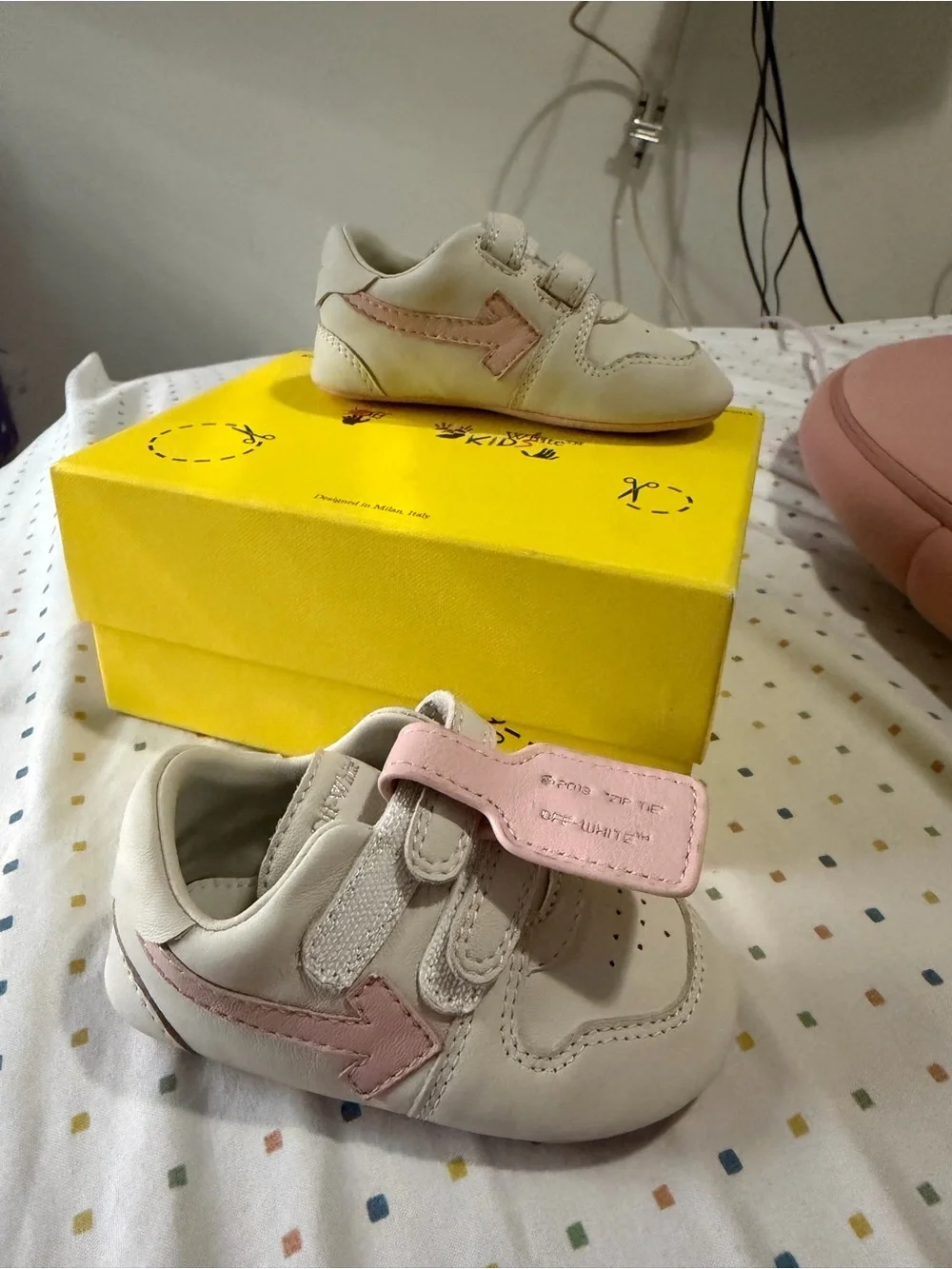 Off White Pink Arrow Strap Sneakers